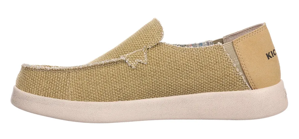 Kickback Mens Barbeach Slip On Woven Canvas Shoes - Mustard