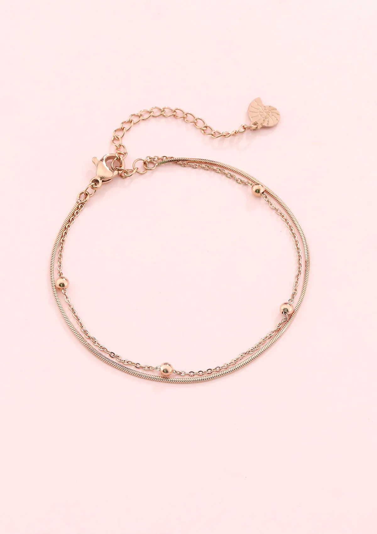 Layered Bobble Chain Bracelet Rose Gold