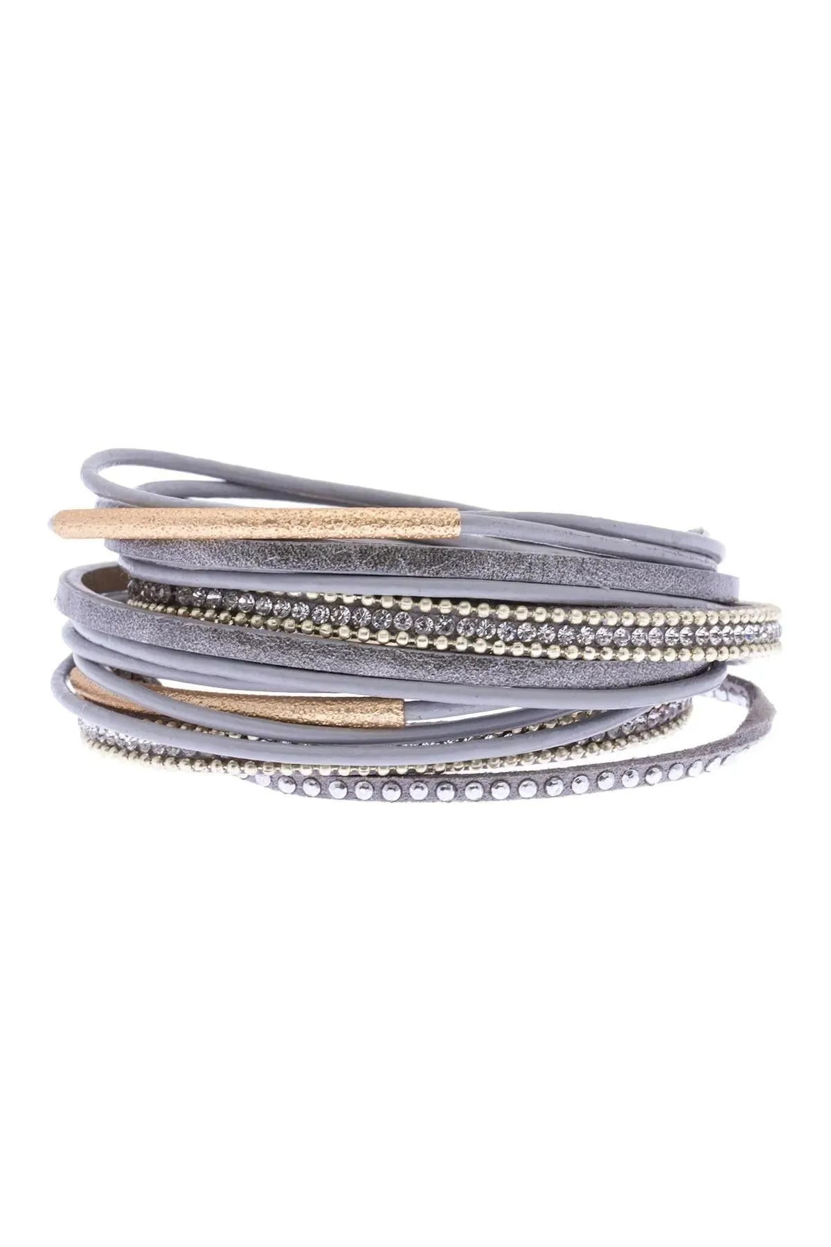 Leather Crystal Double Wrap Bracelet