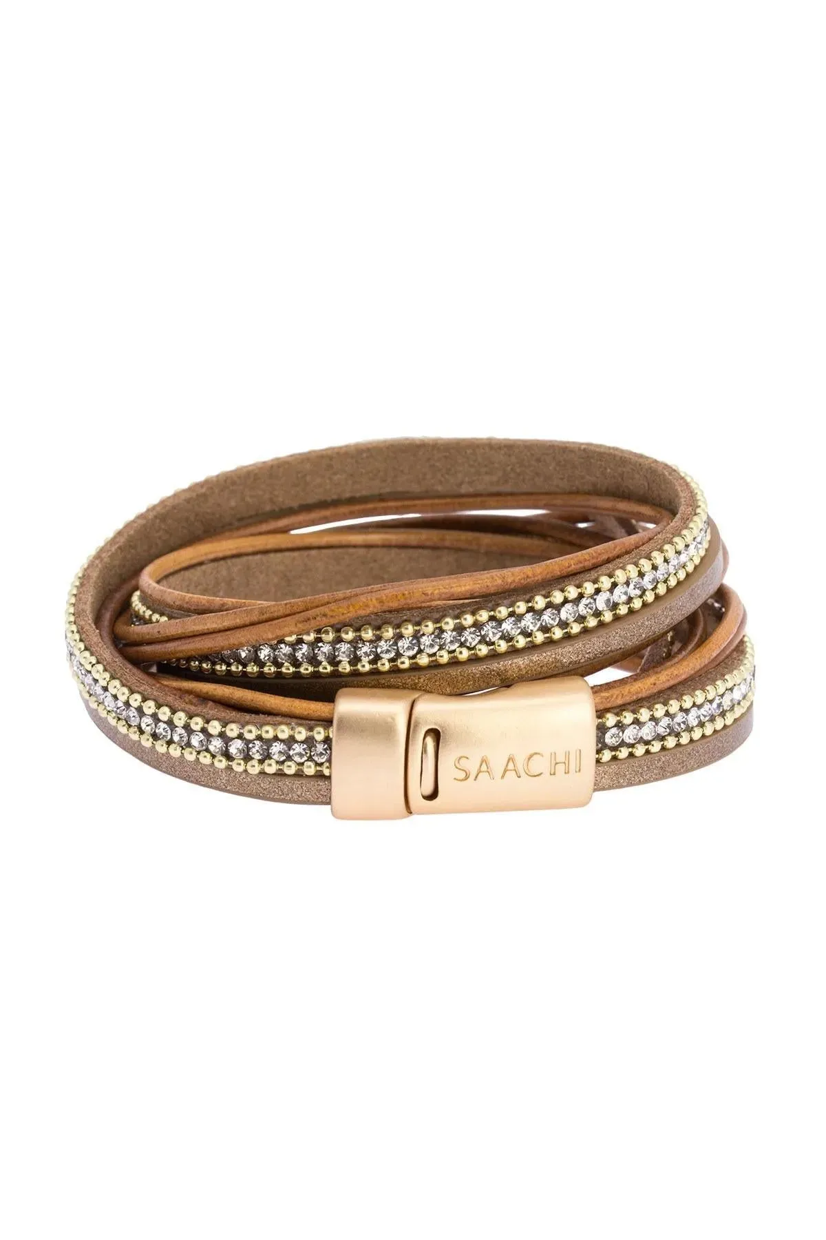 Leather Crystal Double Wrap Bracelet