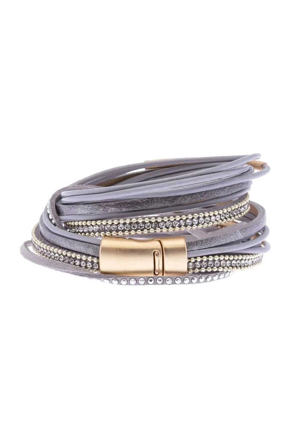 Leather Crystal Double Wrap Bracelet