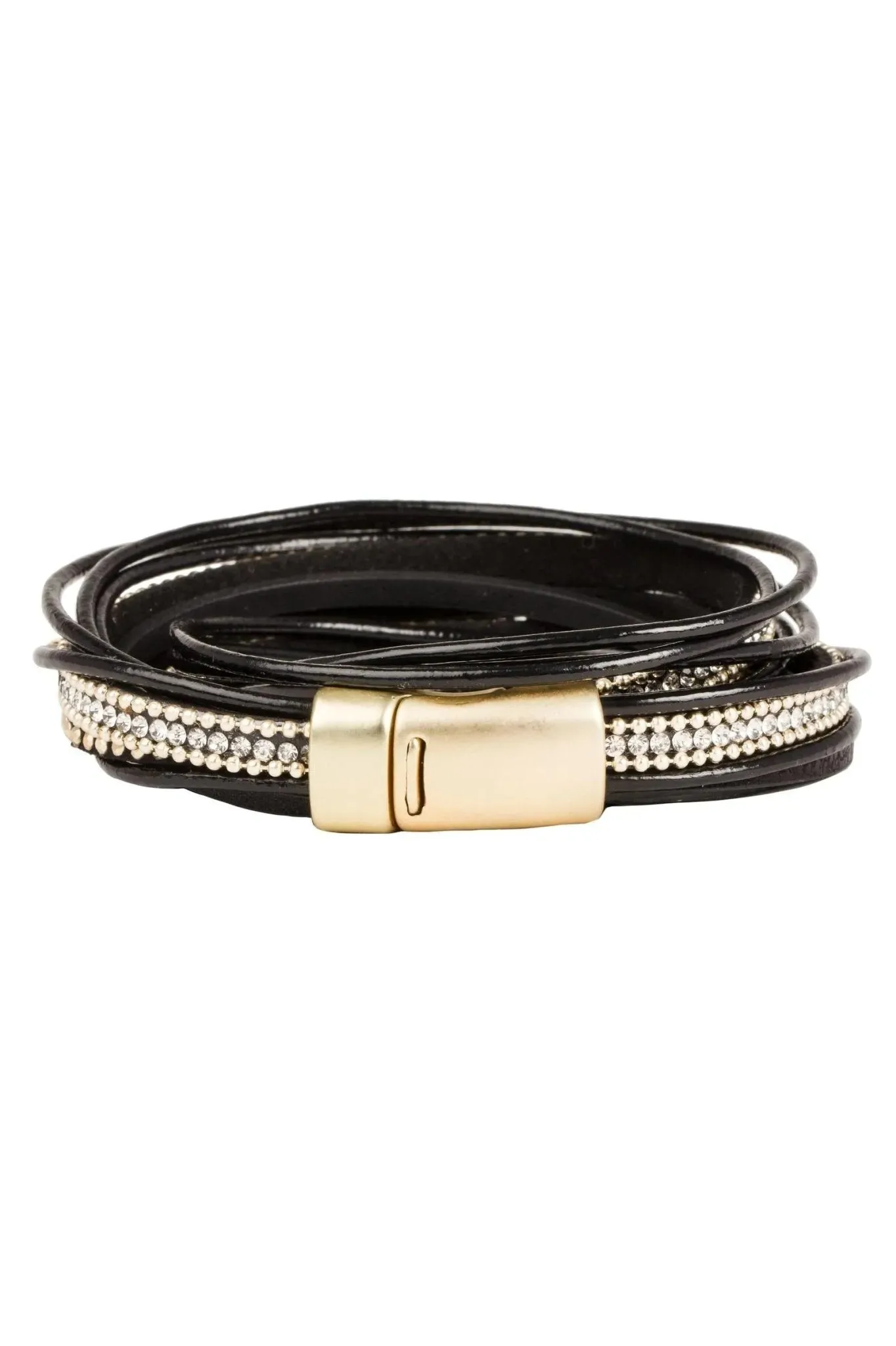 Leather Crystal Double Wrap Bracelet