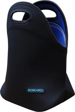 Lunch Bag Neoprene Lunch Box by KoKaKo Tote Washable Insulated Waterproof for Men Women Kids(Black)