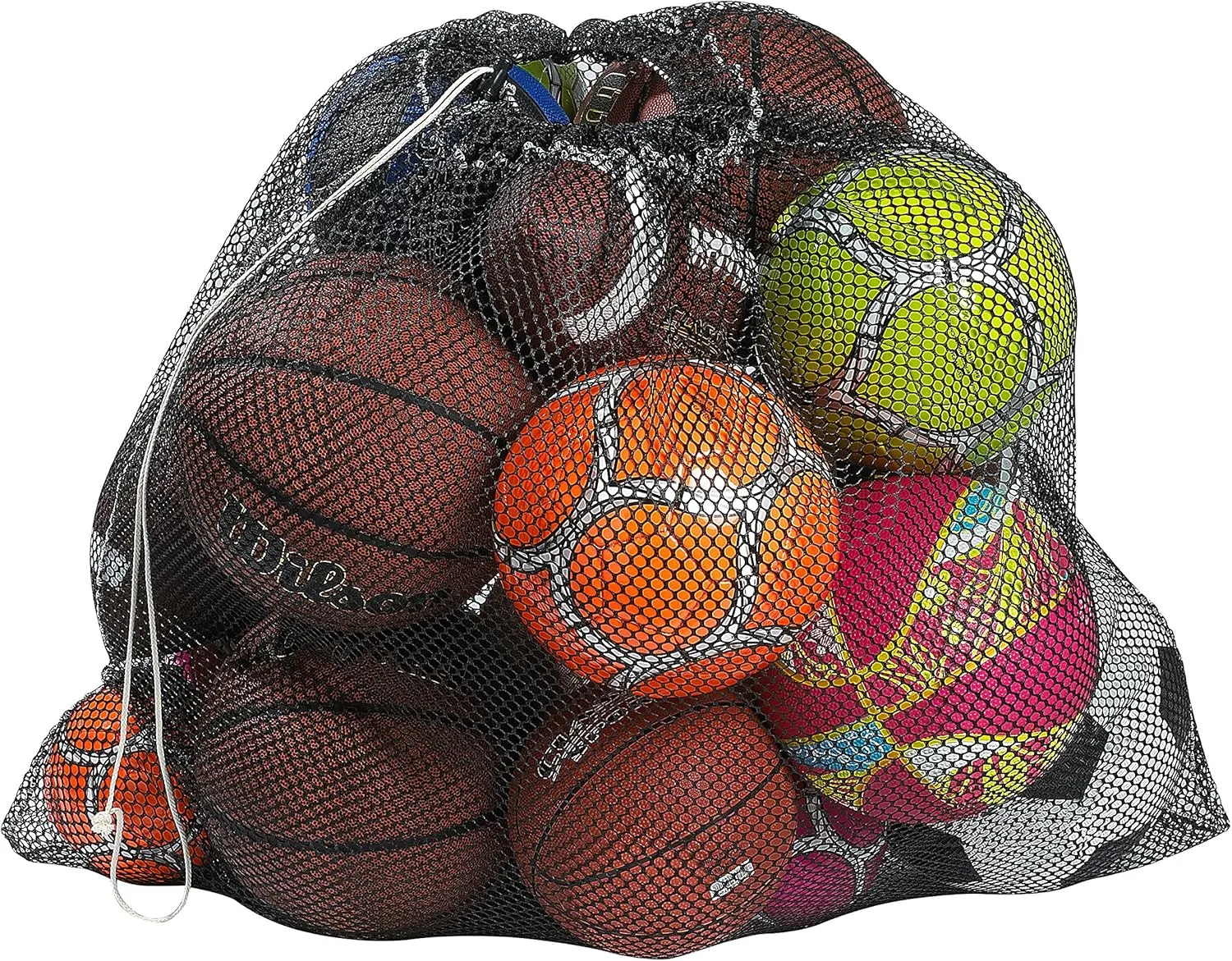 Mesh Equipment Bag - 32 x 36 and 24 x 36 - Adjustable, sliding drawstring cord closure. Perfect mesh bag for parent or coach, making it easy to transport and keeping your sporting gear organized.