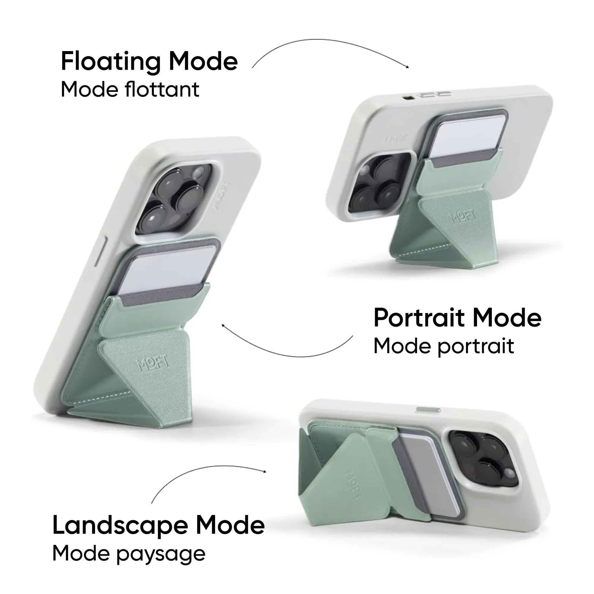 MOFT Snap-On Phone Stand   Wallet MagSafe - Seafoam - 15-13695