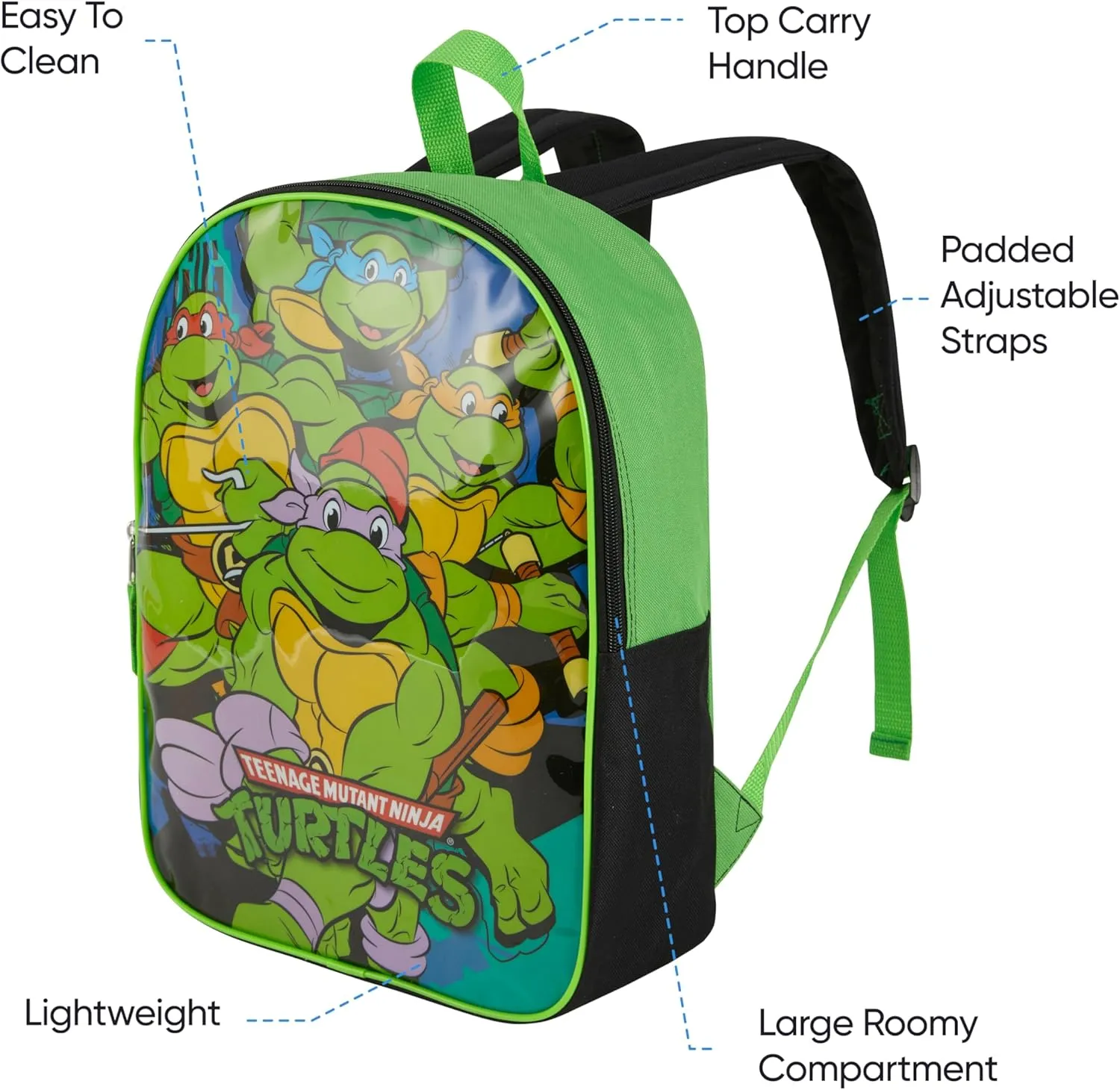 Nickelodeon Teenage Mutant Ninja Turtles Backpack for Kids 15?? | Cool TMNT Bookbag for Boys | Padded Straps & Large Zip Compartment | TMNT Back to School Supplies