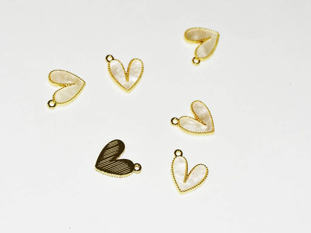 Off White Heart Charms