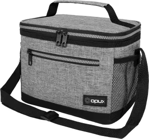 opux Insulated Lunch Box Men Women, Lunch Bag for Work School, Leakproof Soft Cooler Tote Adult, Large Lunch Pail Kids Boys Girls, Picnic Beach Food Bag with Shoulder Strap, Black