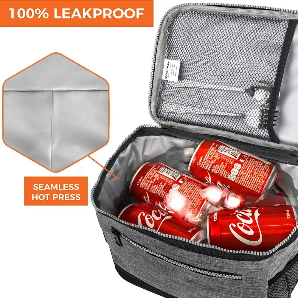 opux Insulated Lunch Box Men Women, Lunch Bag for Work School, Leakproof Soft Cooler Tote Adult, Large Lunch Pail Kids Boys Girls, Picnic Beach Food Bag with Shoulder Strap, Black