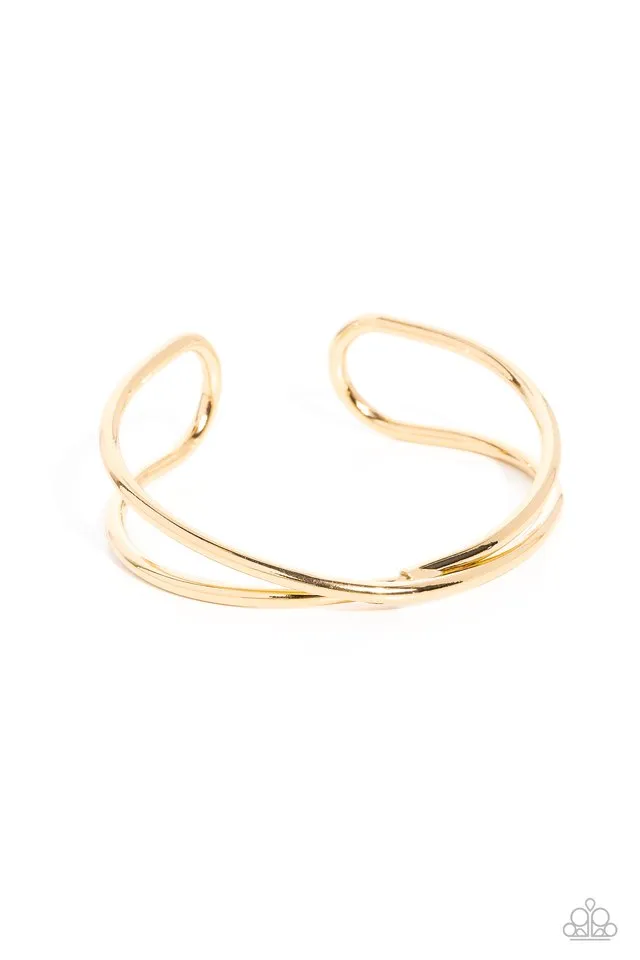 Paparazzi Bracelet ~ Teasing Twist - Gold