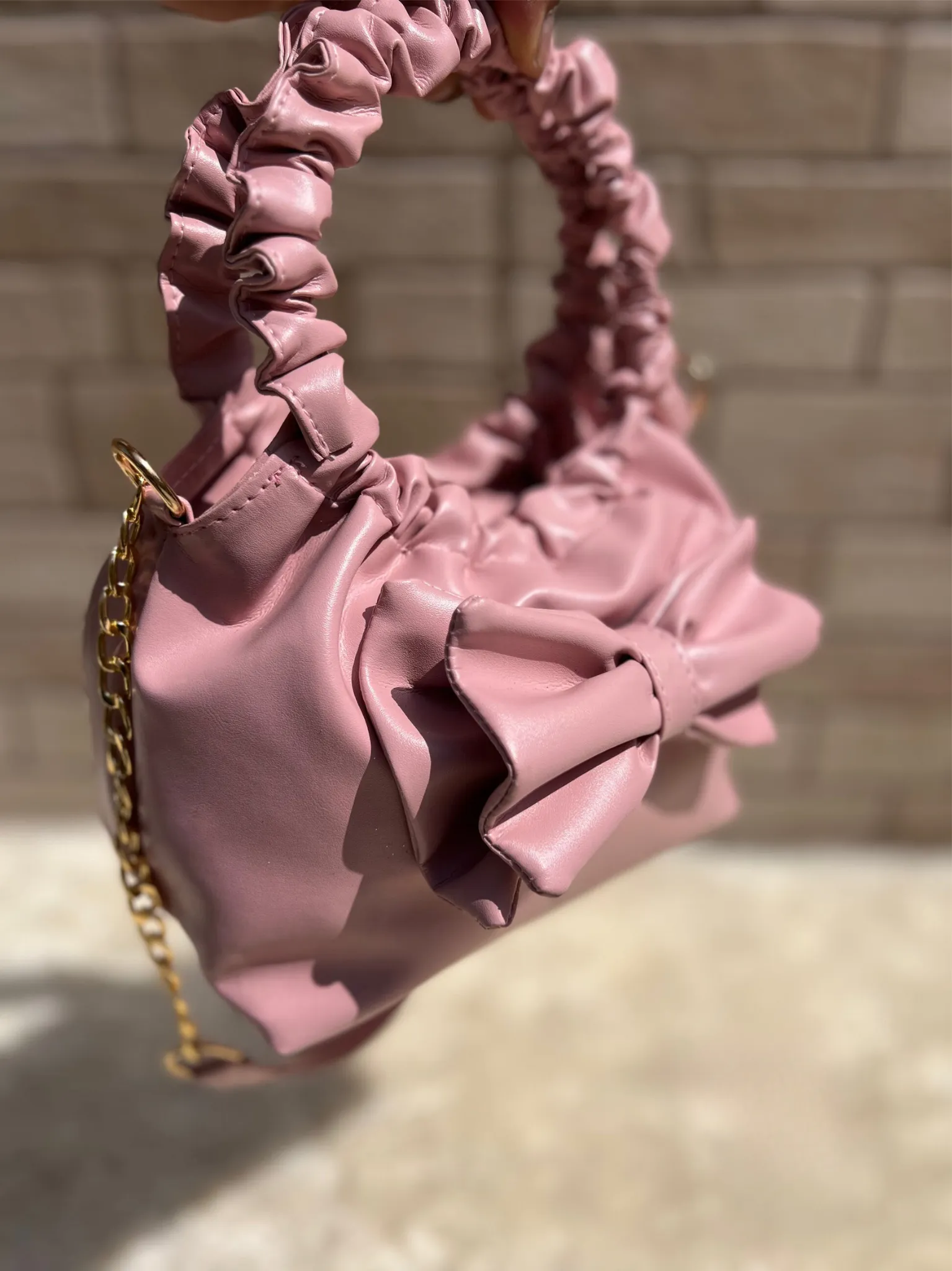 Pink Ruched Potli Bag