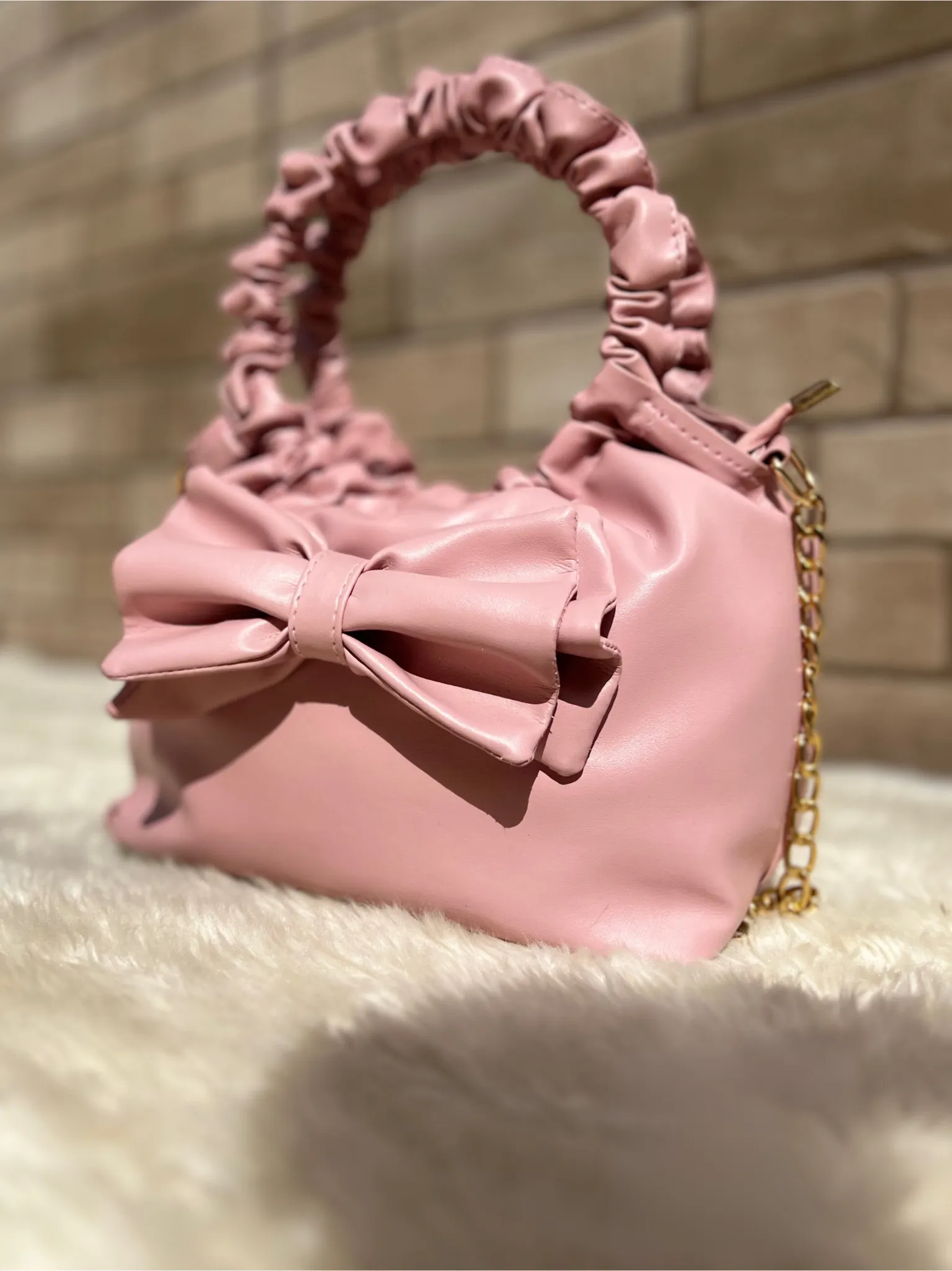Pink Ruched Potli Bag