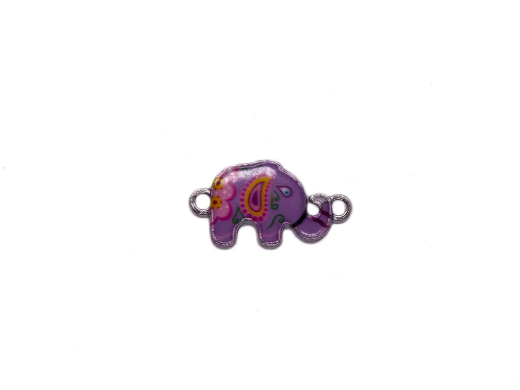 Purple Multicolour Elephant Metal Charms
