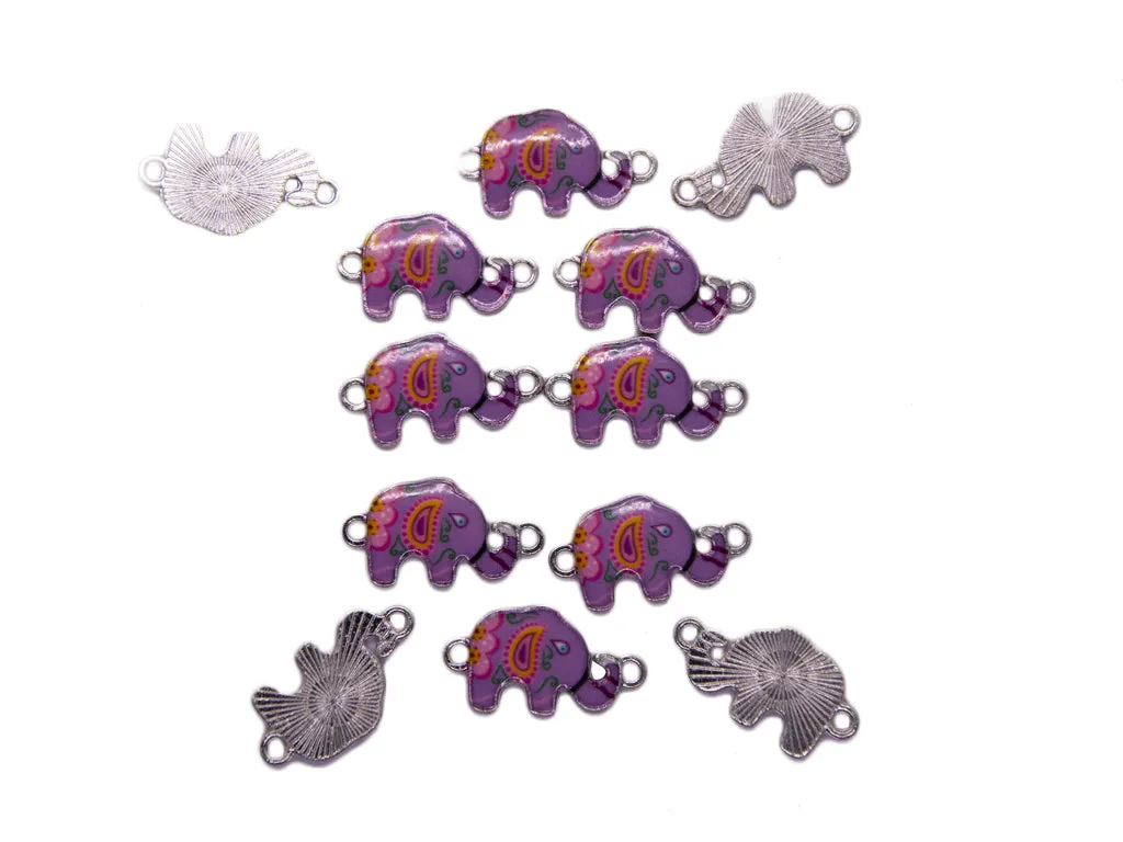 Purple Multicolour Elephant Metal Charms