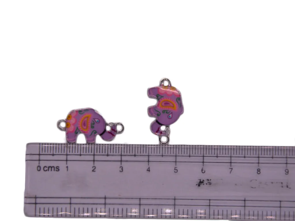 Purple Multicolour Elephant Metal Charms