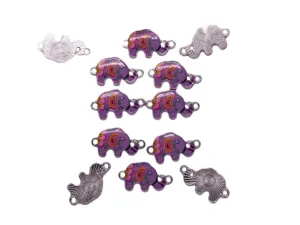 Purple Multicolour Elephant Metal Charms