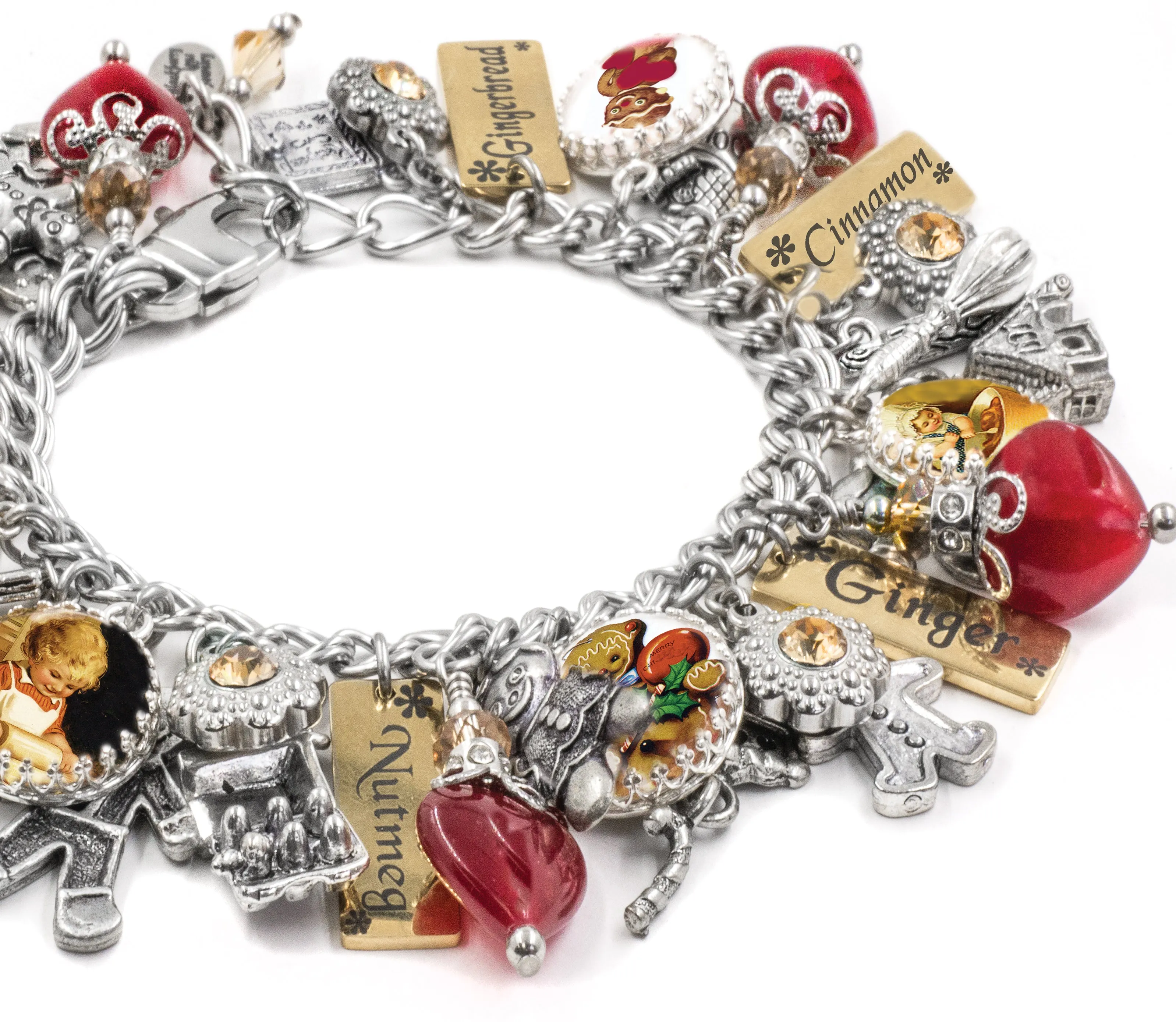 Red Heart Gingerbread Man Bracelet