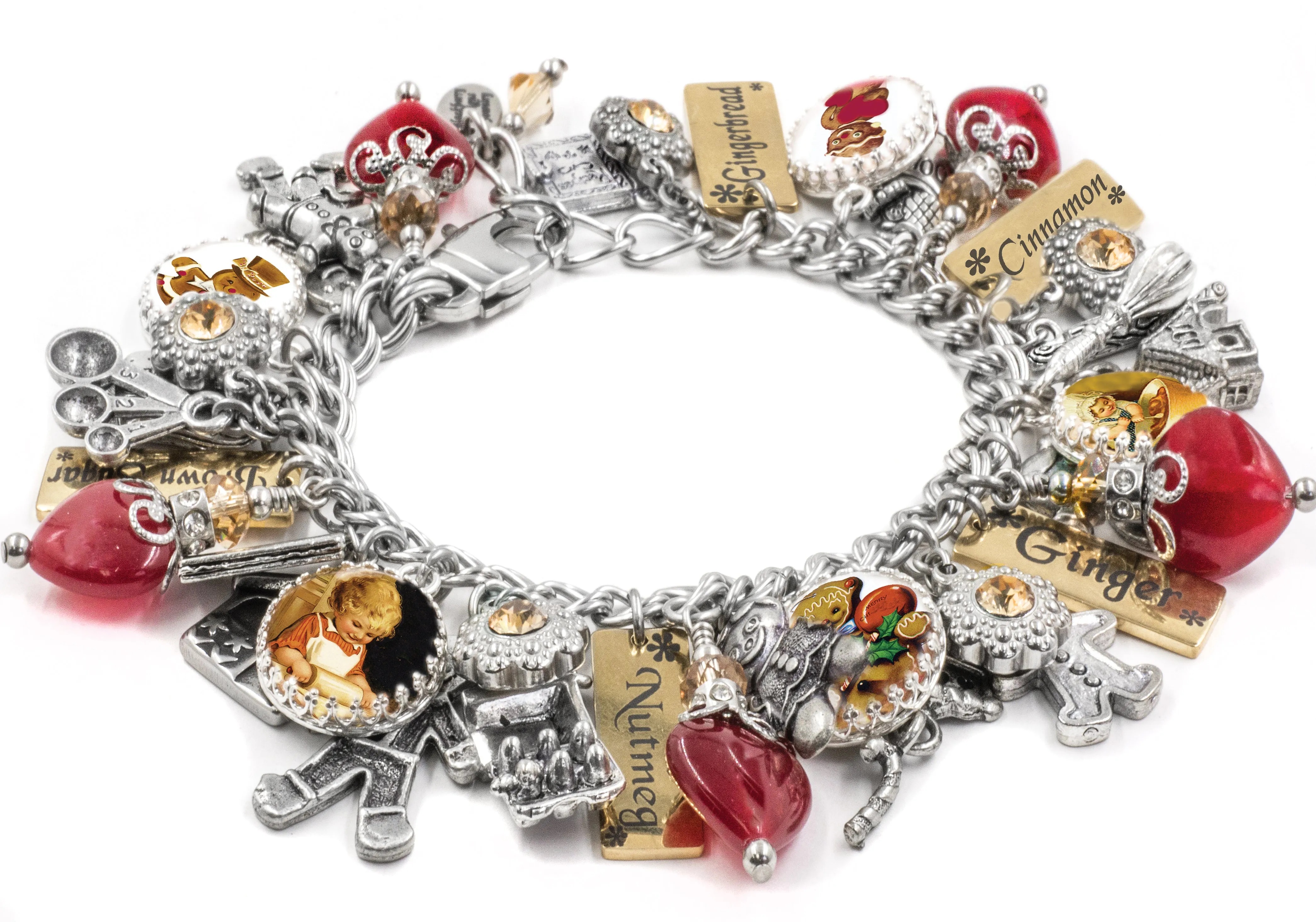 Red Heart Gingerbread Man Bracelet