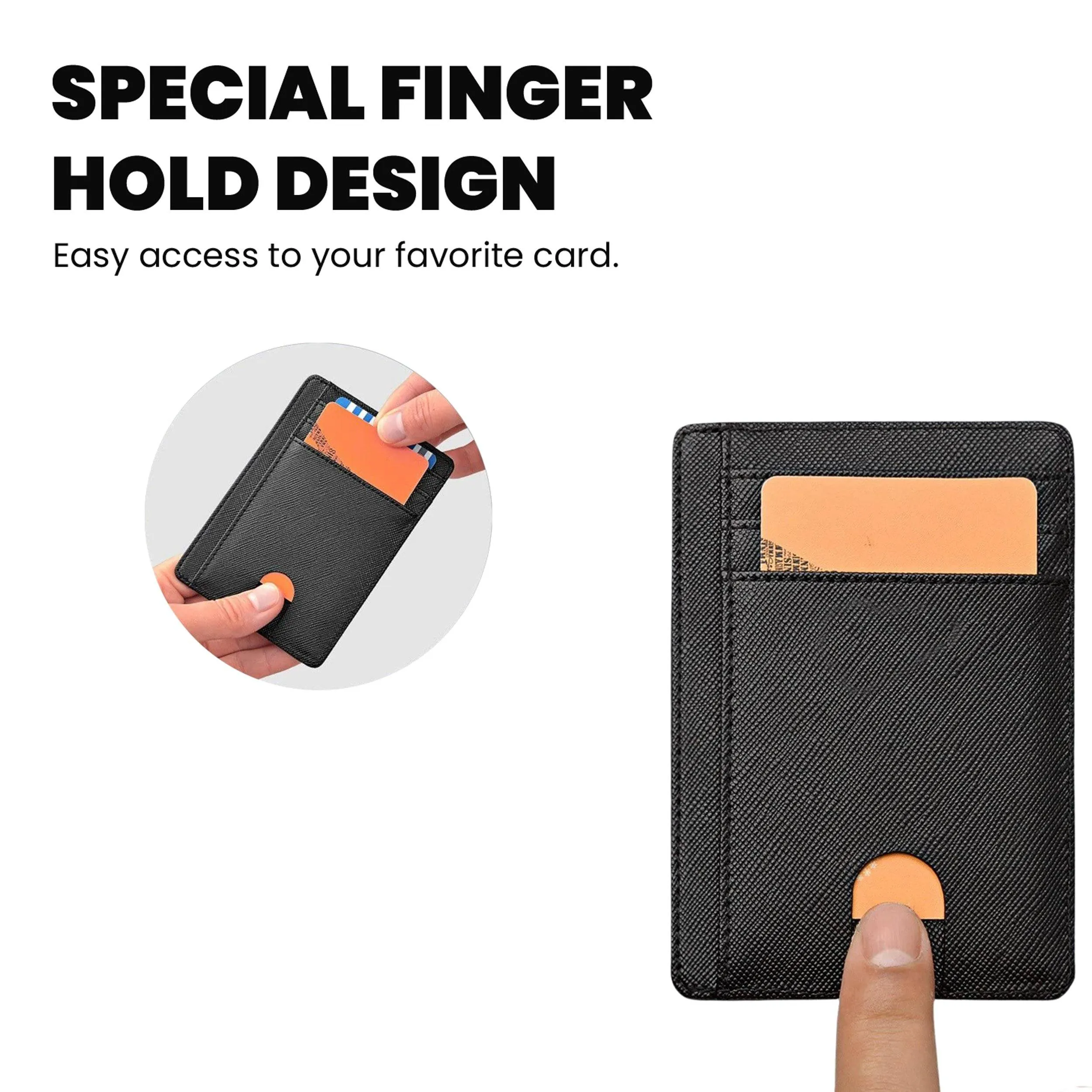 RFID Blocking Minimalist Front Pocket Slim Leather Wallet For Men Women