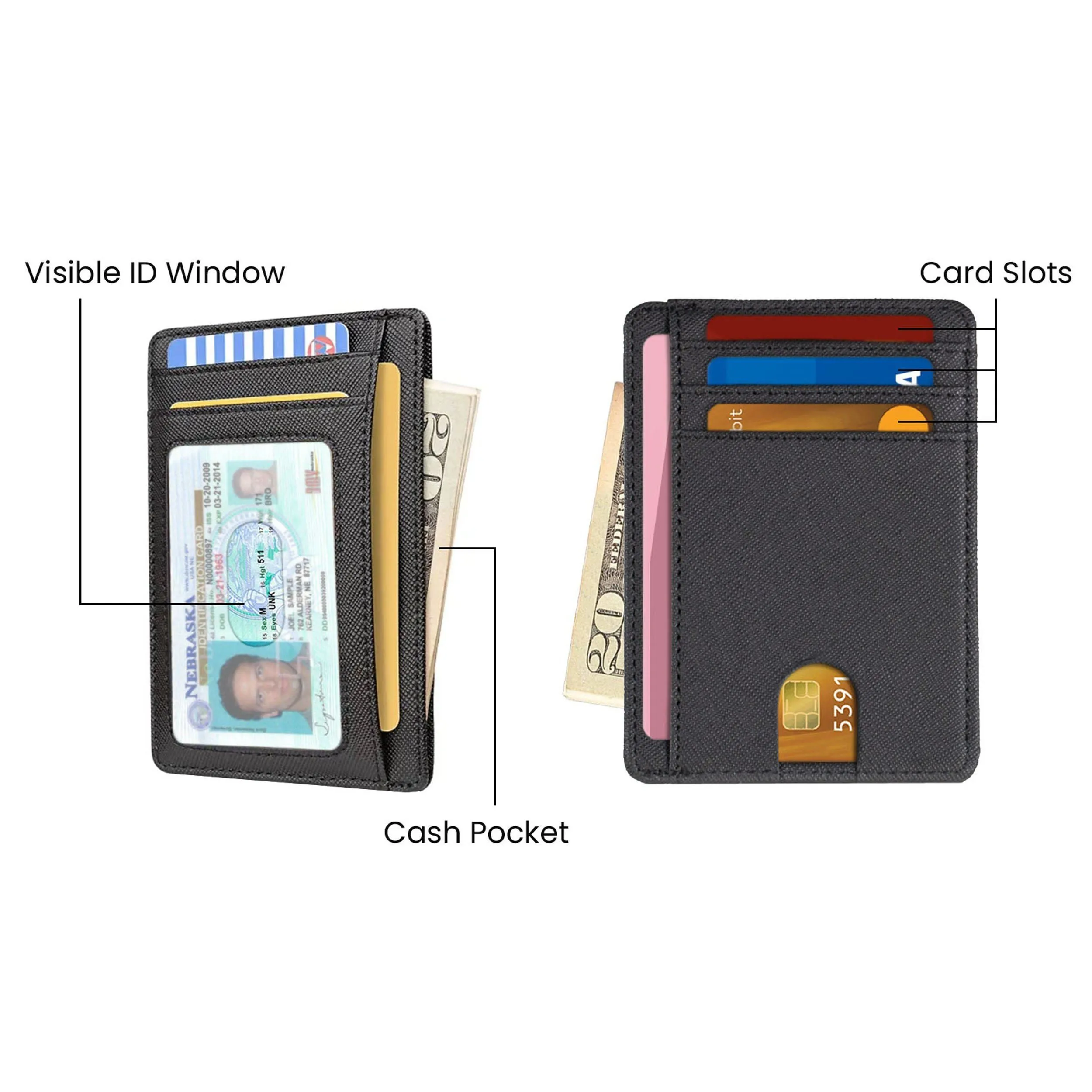 RFID Blocking Minimalist Front Pocket Slim Leather Wallet For Men Women