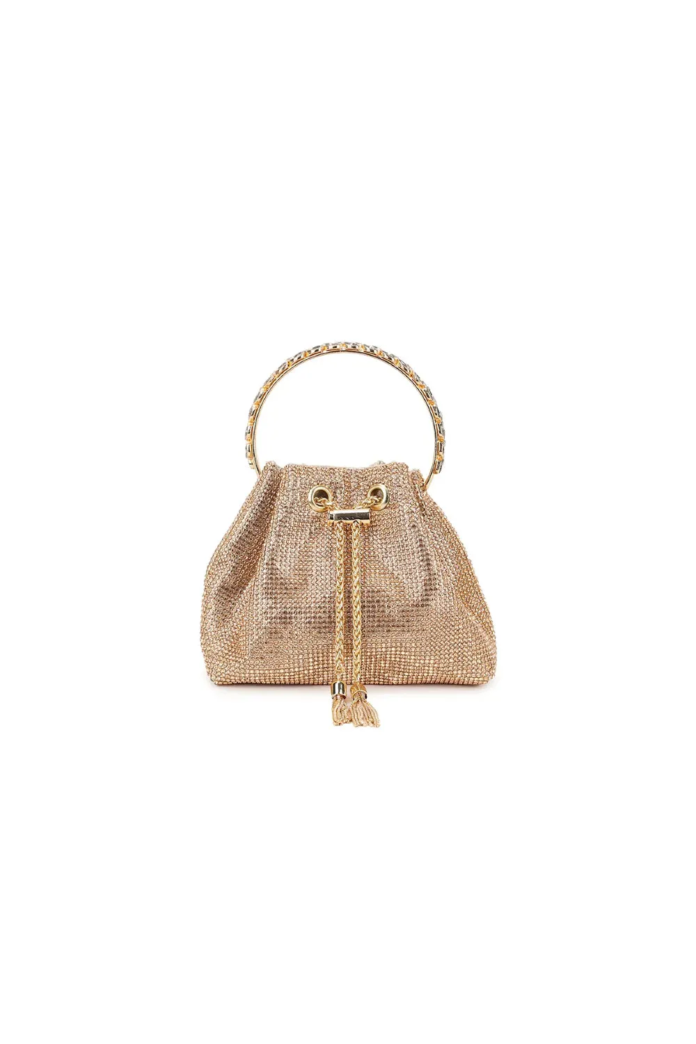 Rose Gold Crystal Pouch Evening Bag