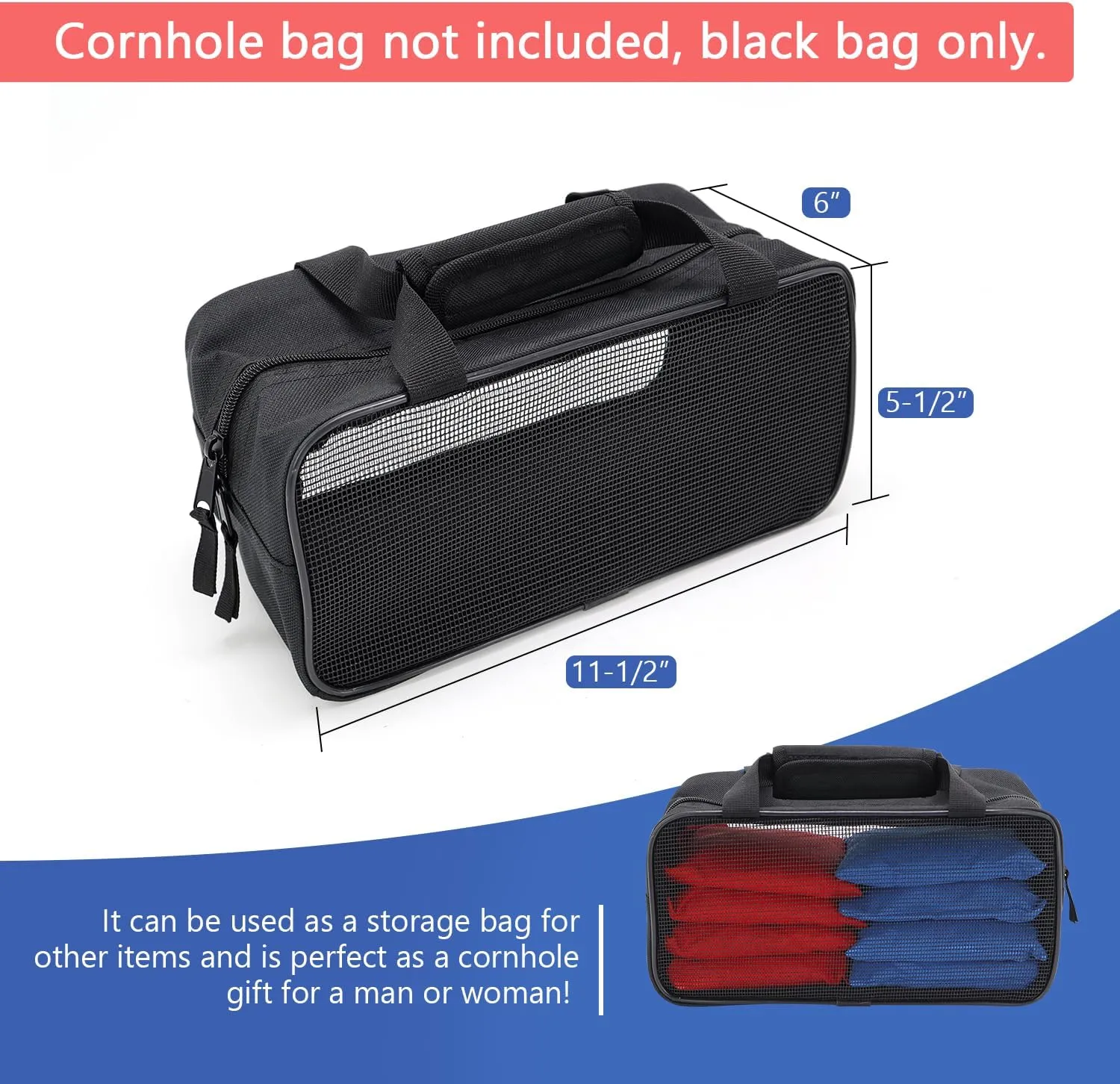 SCOTTCHEN Cornhole Bag Carry Case with Hand Guard Pad - Premium Carrying Pouch with Protective Cushion, Utility Storage Box for Cornhole Bags,black bag only - 1 Pack