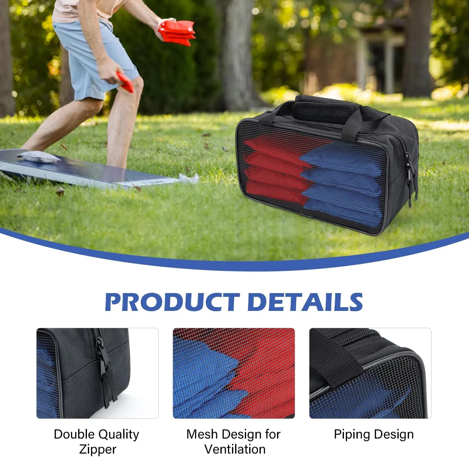 SCOTTCHEN Cornhole Bag Carry Case with Hand Guard Pad - Premium Carrying Pouch with Protective Cushion, Utility Storage Box for Cornhole Bags,black bag only - 1 Pack