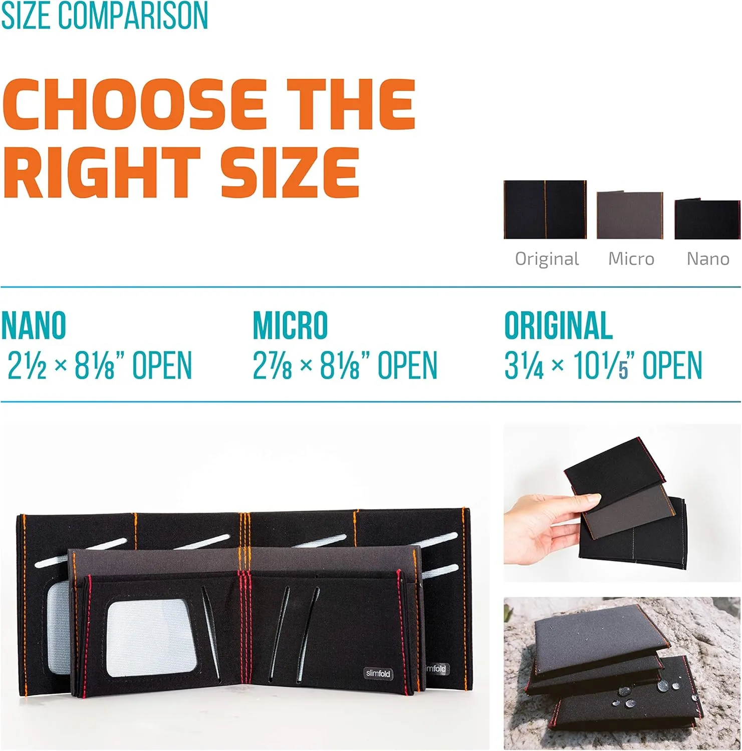 SlimFold? Minimalist Wallet - RFID Option - Thin, Durable, and Waterproof Guaranteed - Made in USA - NANO Size