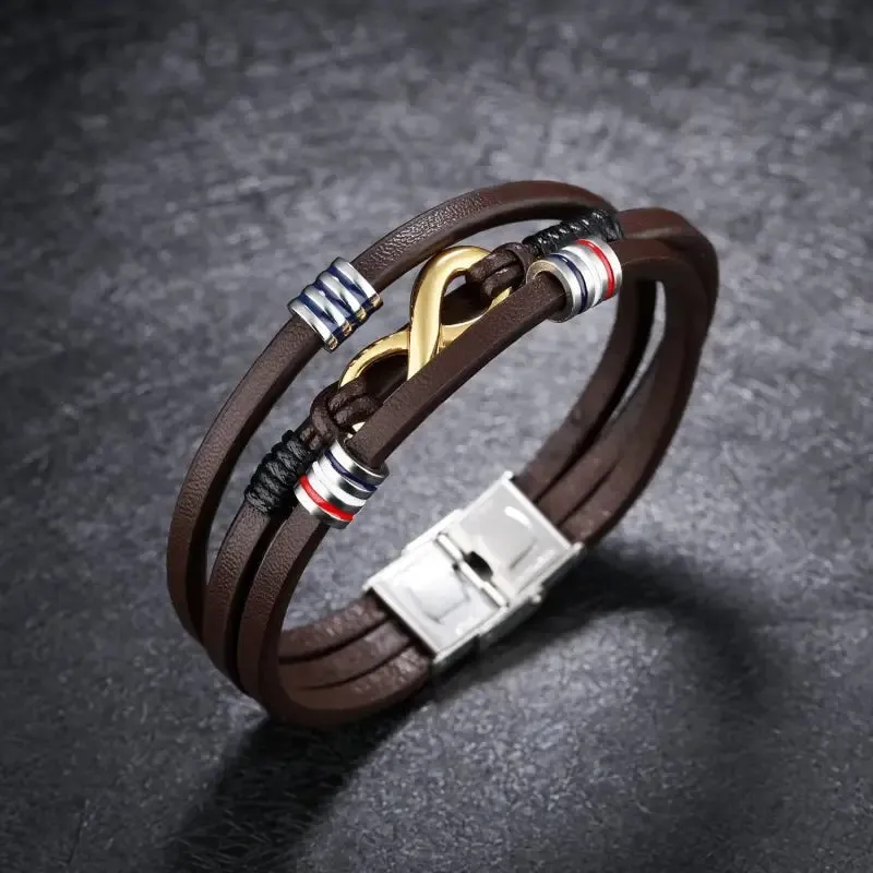 Snake Leather Bracelet with Geometric Shaping for Men