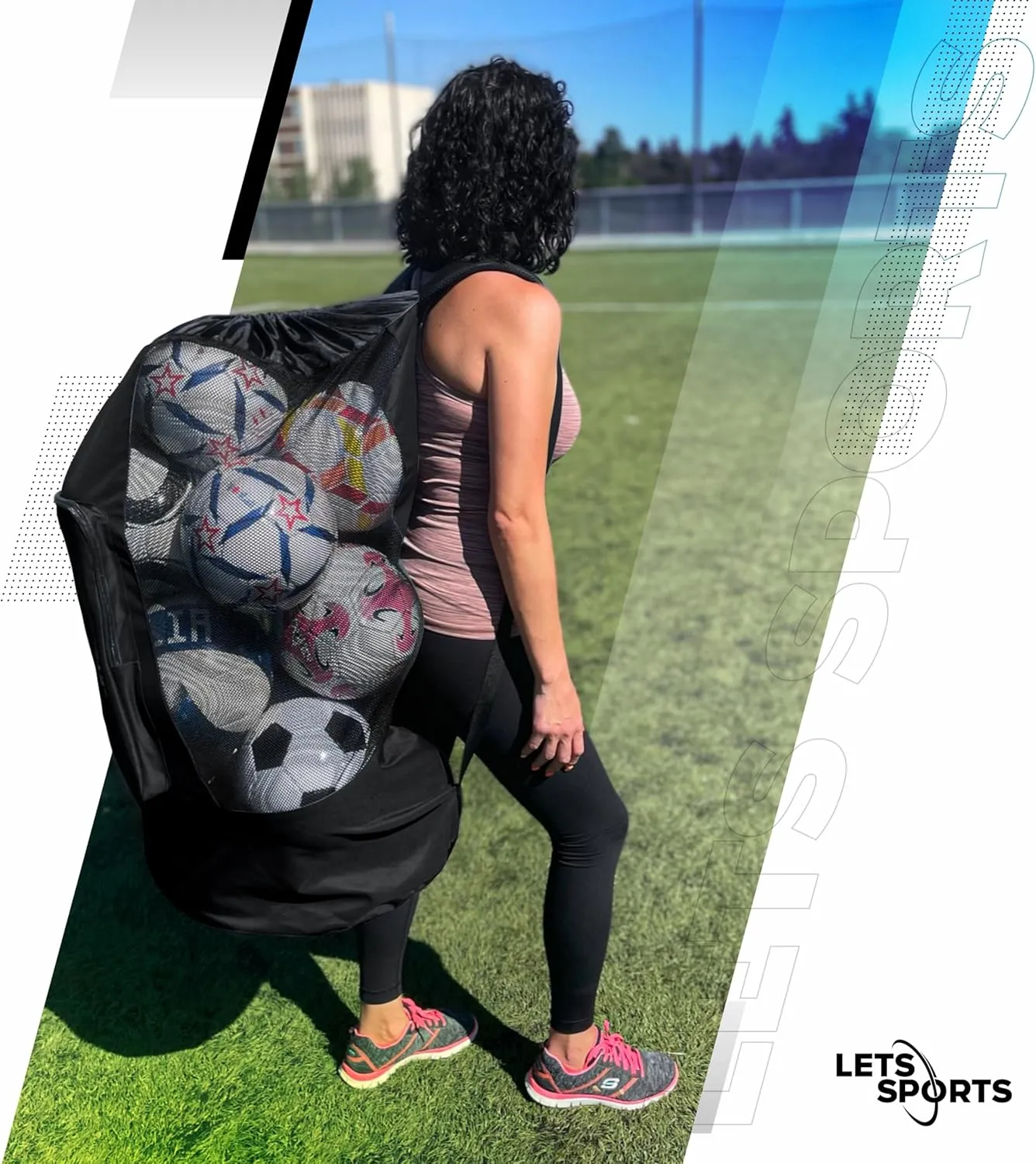 Soccer Ball Bag for Basketball, Volleyball & Football | Large Drawstring Ball Bags Mesh | Heavy-Duty Soccer Ball Bags for Coaches | Equipment Bag w/Shoulder Strap | 37" x 17"