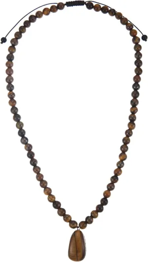 Stone Beaded Crystal Necklace for Men, Tiger Eye Beaded Necklace Natural Stone Pendant Necklace Gold Cross Necklace