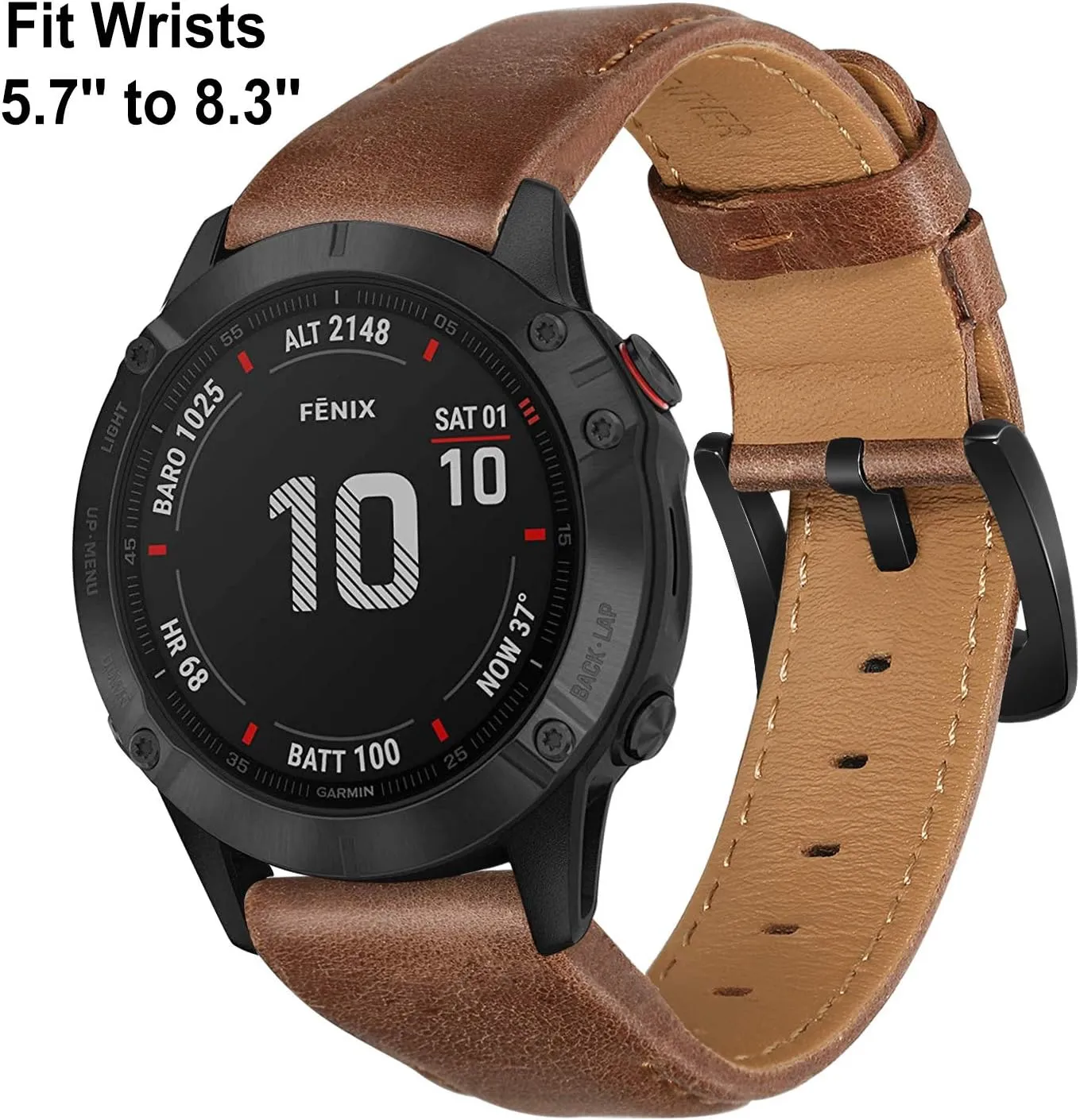 TRUMiRR 26mm Quick Fit Genuine Cowhide Leather Watch Band for Garmin Fenix 8 51mm, 7X, 6X Pro, 5X Plus, Instinct 3 Solar 50mm, Epix Pro, Enduro 3, Descent Mk3i 51mm