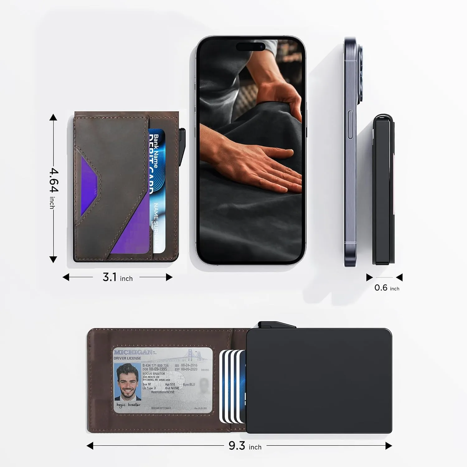 Wallet for Men - Slim Leather Mens Wallet with Cash Slot, Pop-up Card Slot, Credit Card Slot - RFID Blocking Wallet Front Pocket with ID Window (Coffee Brown)