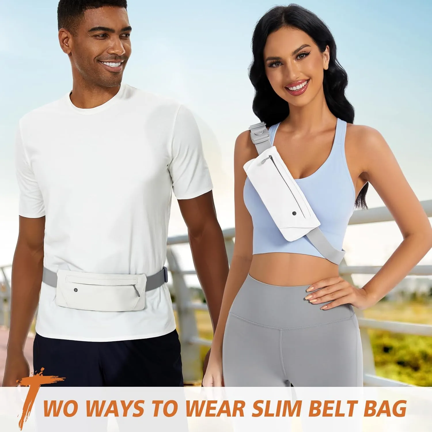 WHIPPY Slim Running Belt Fanny Pack for Women Men Elastic Runners Belt Waist Pouch Chest Bag Phone Holder Waist Pack for Running Hiking