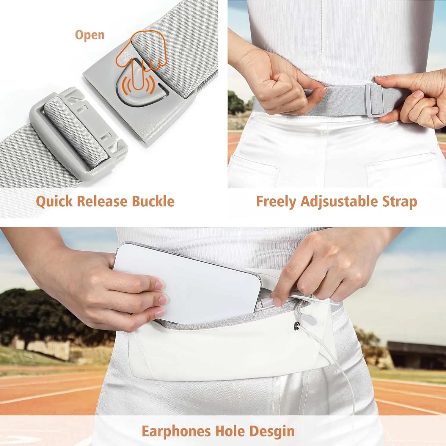 WHIPPY Slim Running Belt Fanny Pack for Women Men Elastic Runners Belt Waist Pouch Chest Bag Phone Holder Waist Pack for Running Hiking