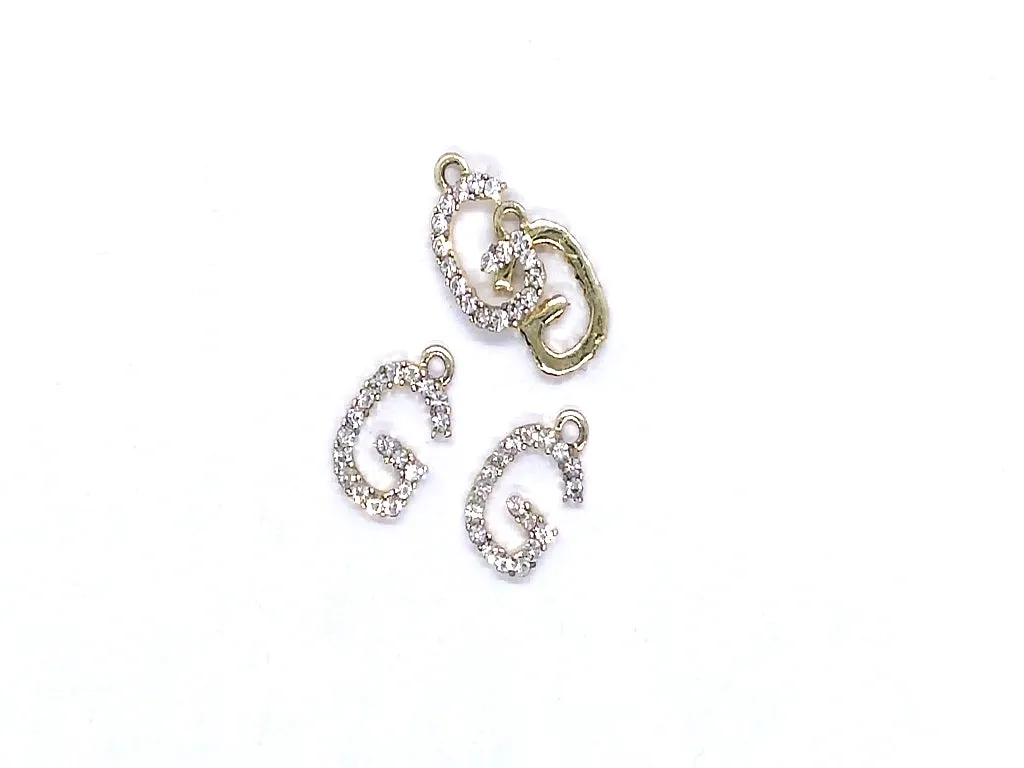 White 'G' Stone Studded Metallic Charms