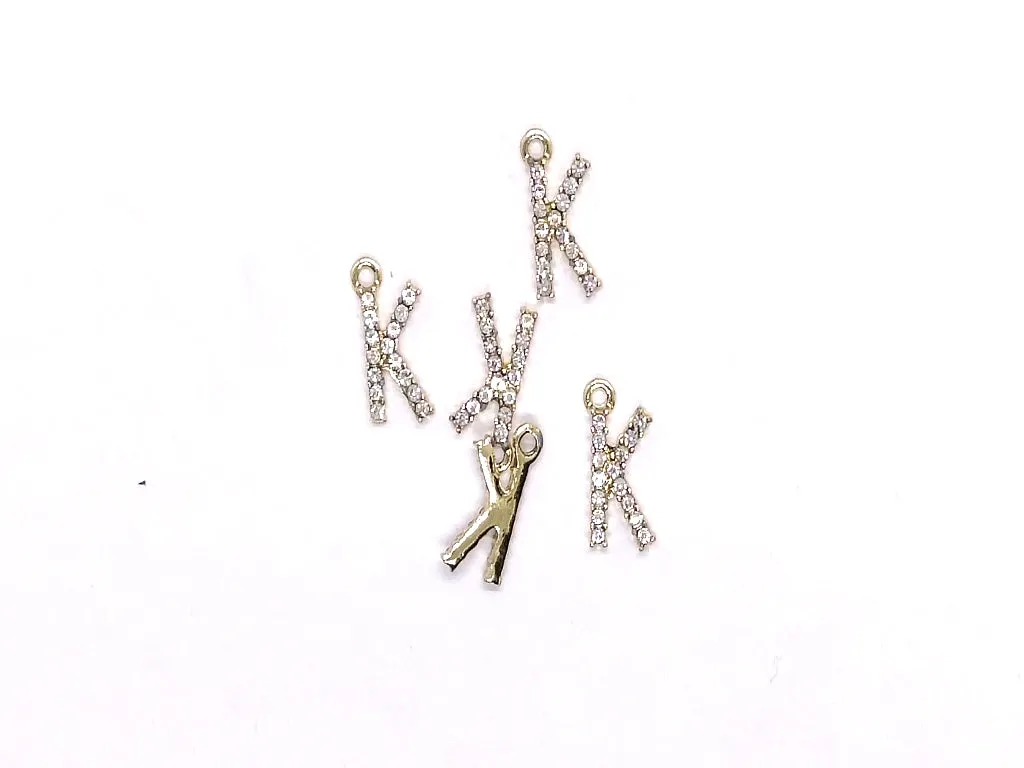 White 'K' Stone Studded Metallic Charms
