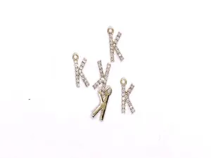White 'K' Stone Studded Metallic Charms