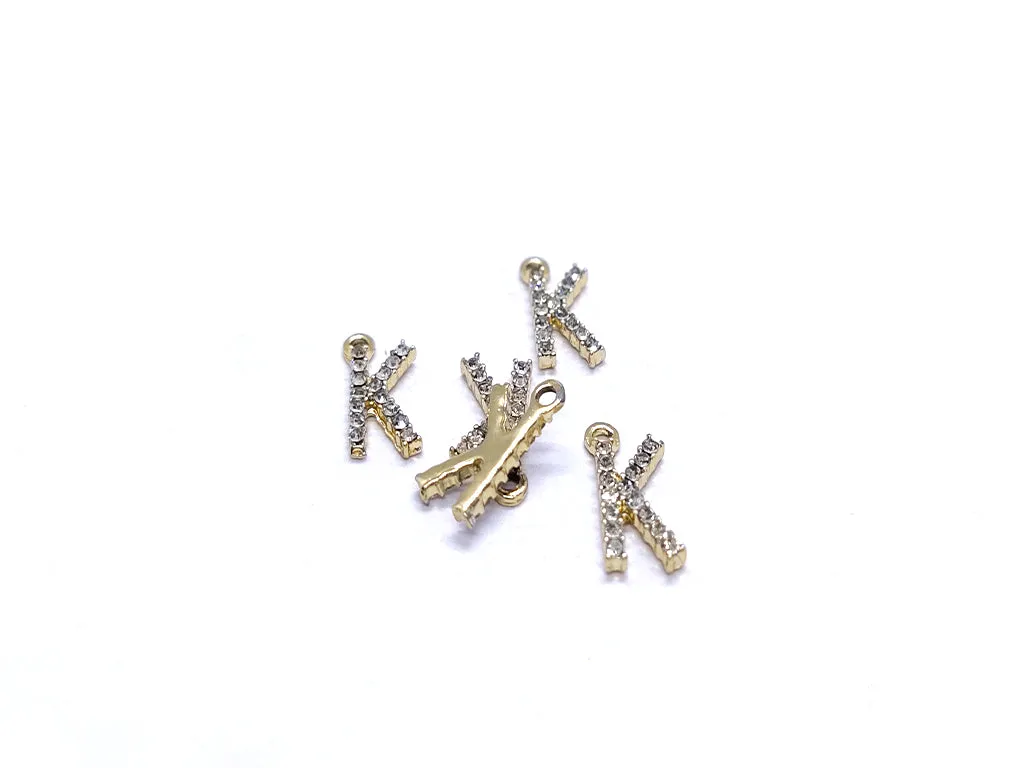 White 'K' Stone Studded Metallic Charms