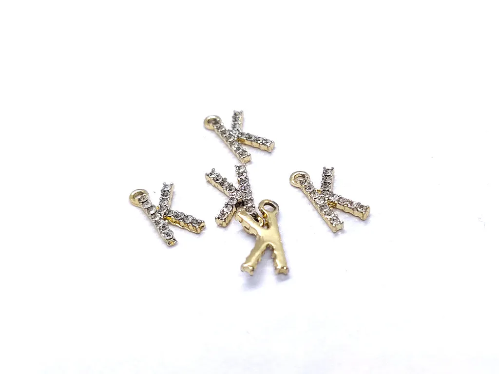 White 'K' Stone Studded Metallic Charms