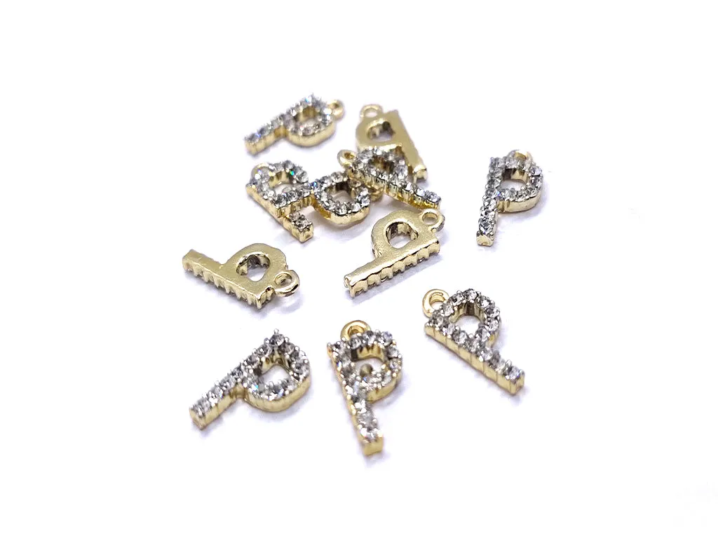 White 'P' Stone Studded Metallic Charms