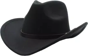 Wide Brim Felt Cowboy Hat for Women Men, Classic Outdoor Fedora Hats Western Cowgirl Hats with Belt Buckle