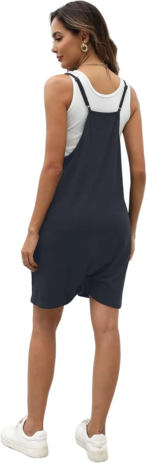 Womens Summer Rompers Casual Loose Sleeveless Overalls Spaghetti Strap Shorts Jumpsuit Beach Vacation Outfits